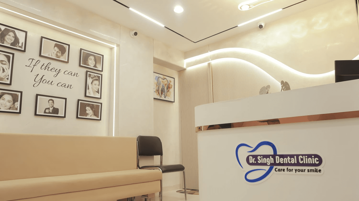 Reception and waiting area of Dr. Singh Dental Clinic